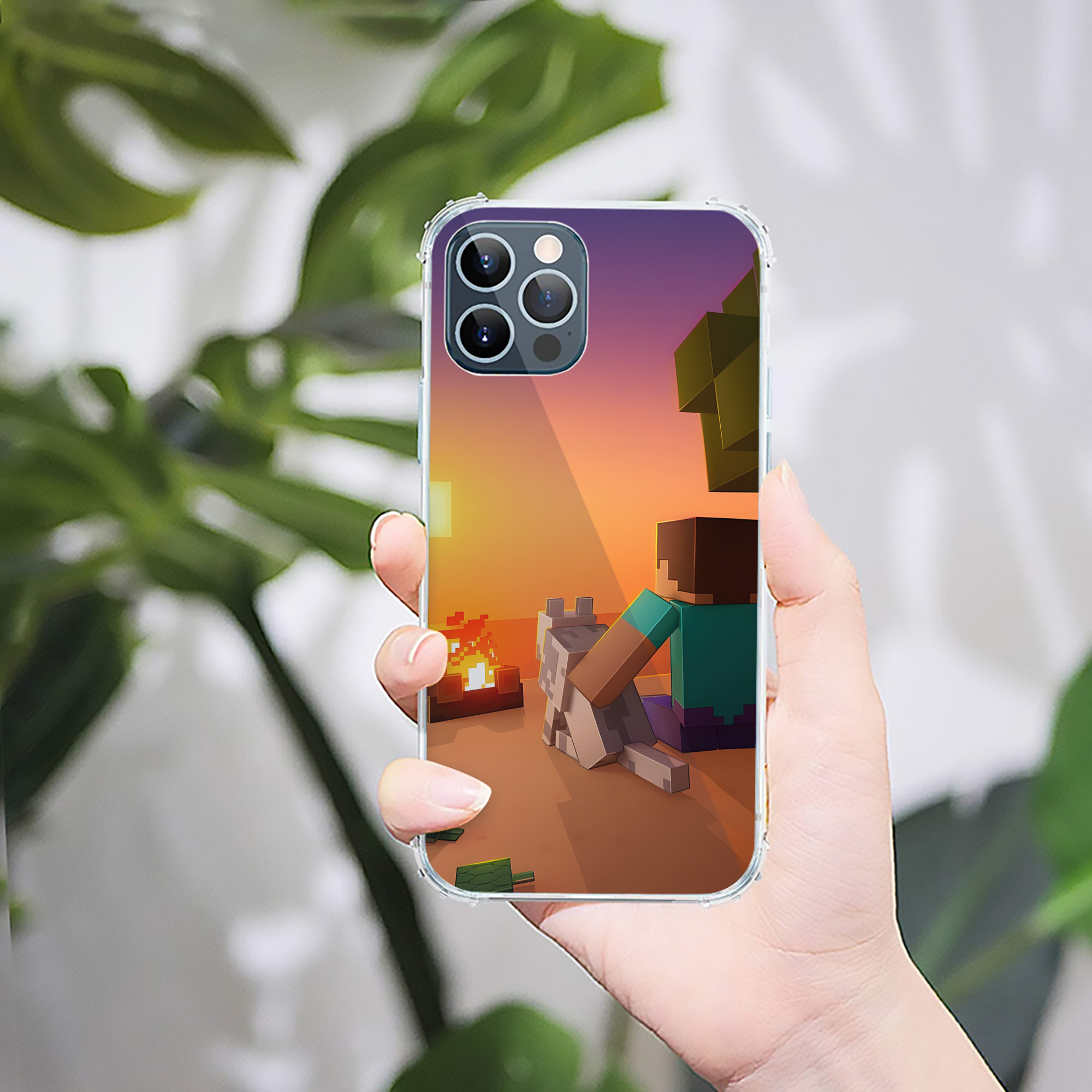 （画像用） マインクラフト ブロックの世界 Minecraft MC Block world 【iPhone 12シリーズ対応】透明スマホケース（クリアソフトケース）